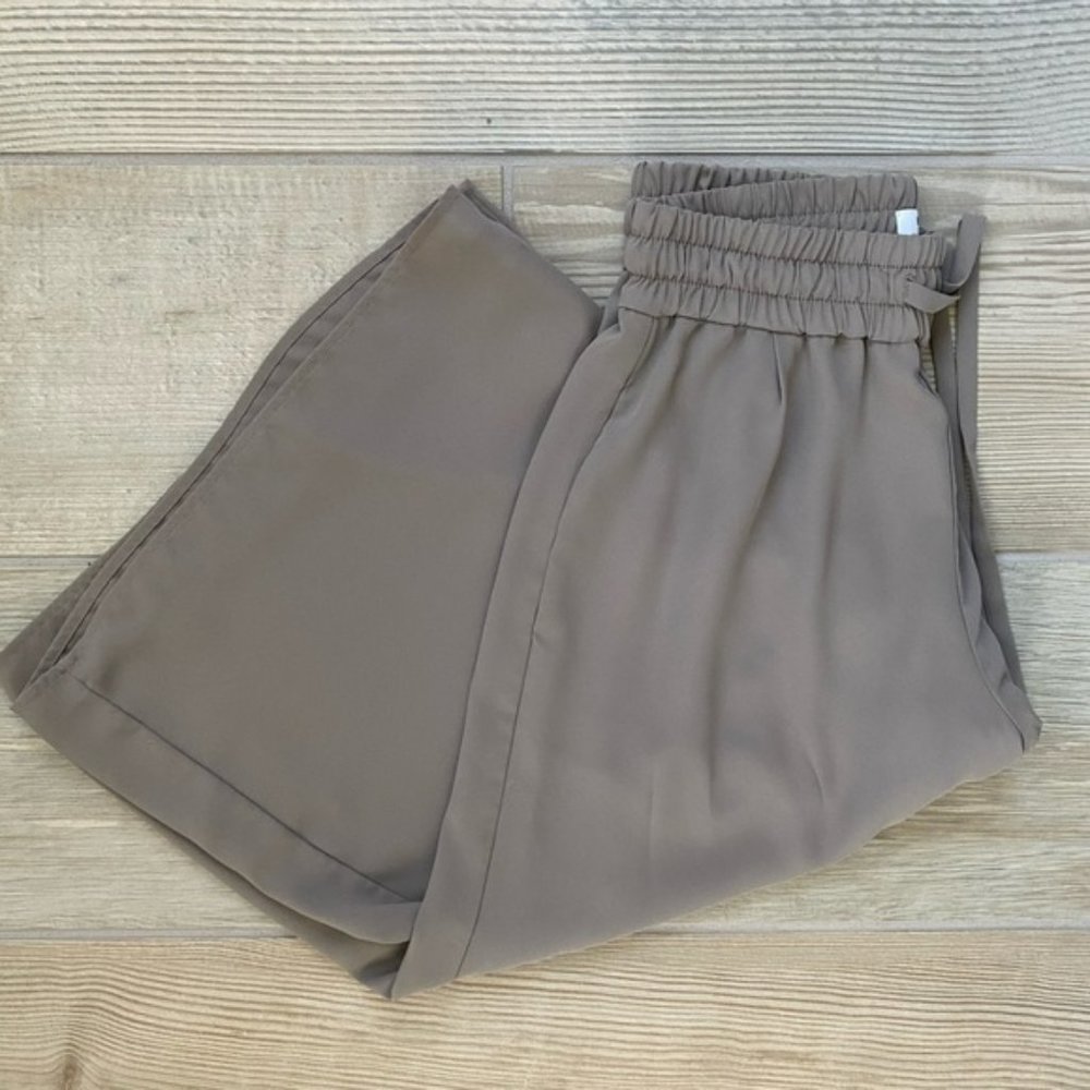 Aritzia Babaton Luiz Pants - Cropped Wide Leg - Small - Taupe